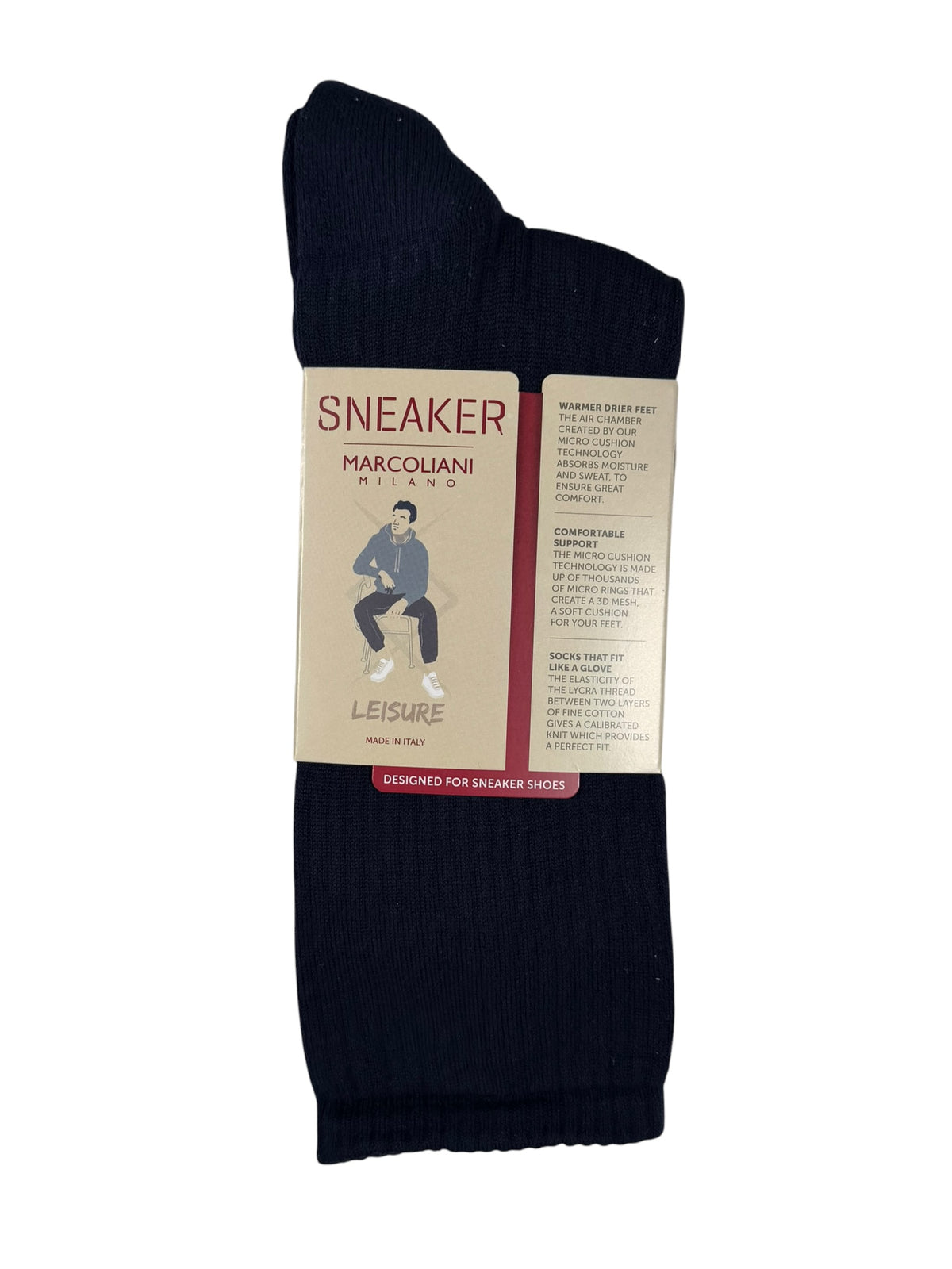 MARCOLIANI PIMA ONE TONE COTTON CALF SOCK - NAVY