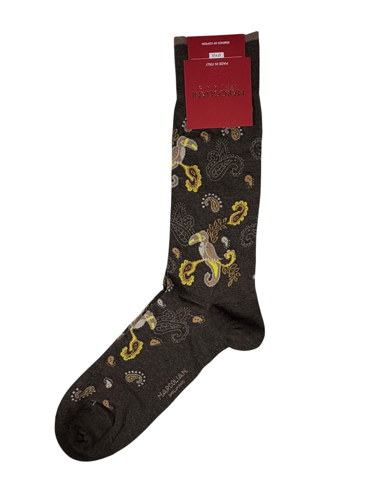 MARCOLIANI PIMA COTTON TOUCAN CALF SOCK - COFFEE