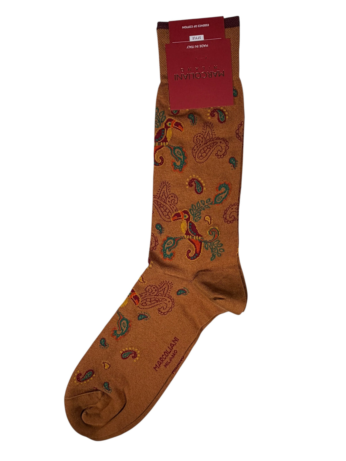 MARCOLIANI PIMA COTTON TOUCAN CALF SOCK - CARAMEL