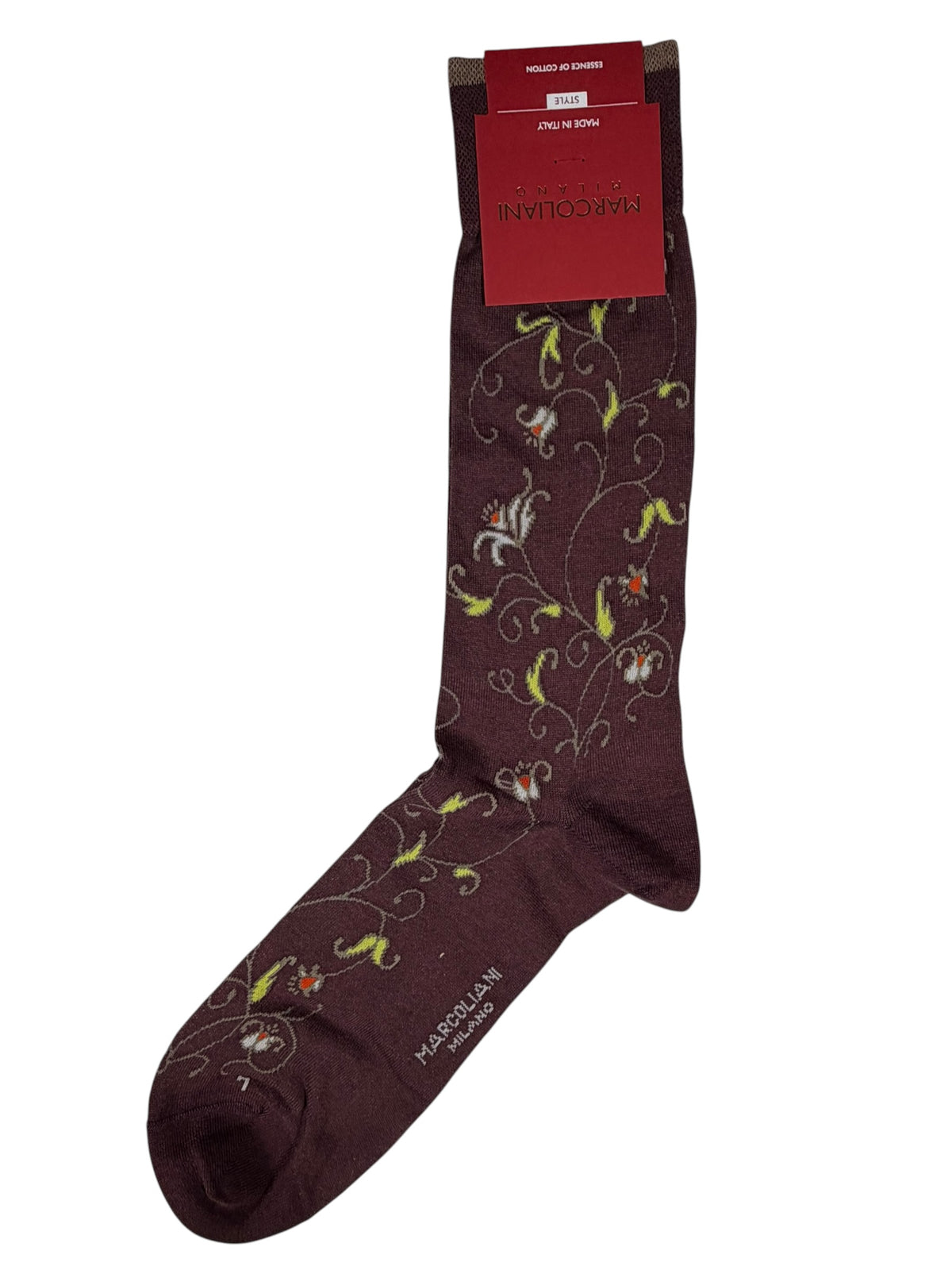 MARCOLIANI PIMA COTTON KALEE FLOWER CALF SOCK - PORT