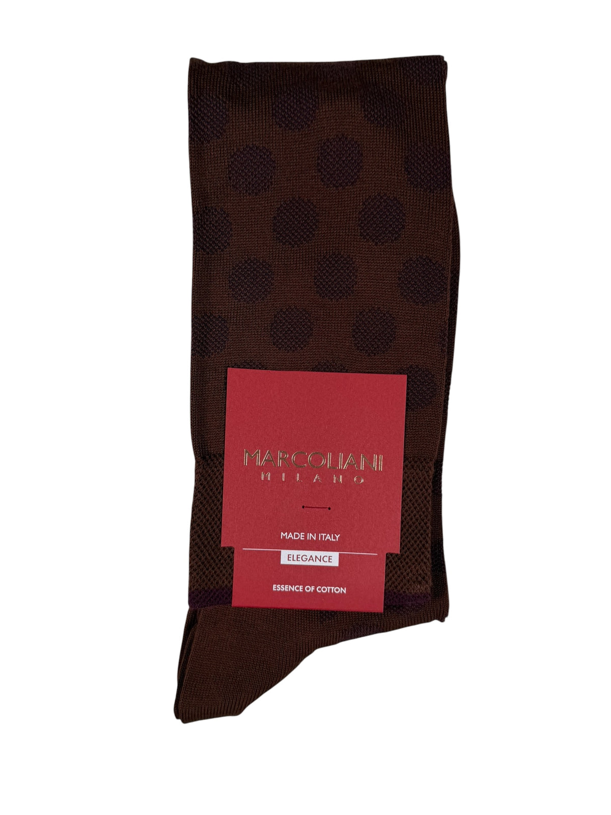 MARCOLIANI  COTTON OVER-CALF SOCK - BROWN DOTS