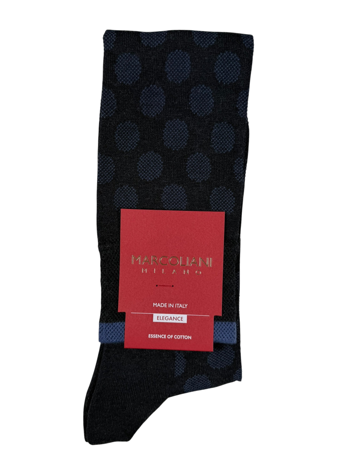 MARCOLIANI  COTTON OVER-CALF SOCK - NAVY DOTS