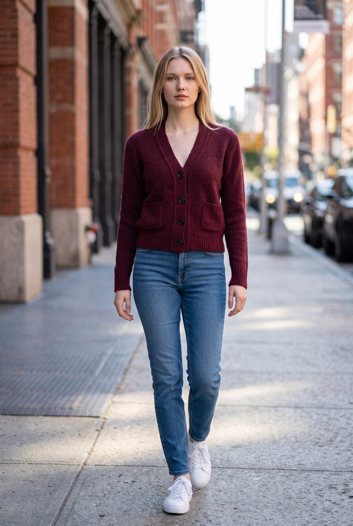 SCAGLIONE PUFFED CARDIGAN - WINE