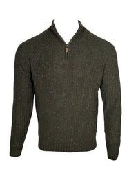ALAN PAINE DALIGAN DONEGAL 1/4 ZIP SWEATER - MOORLAND