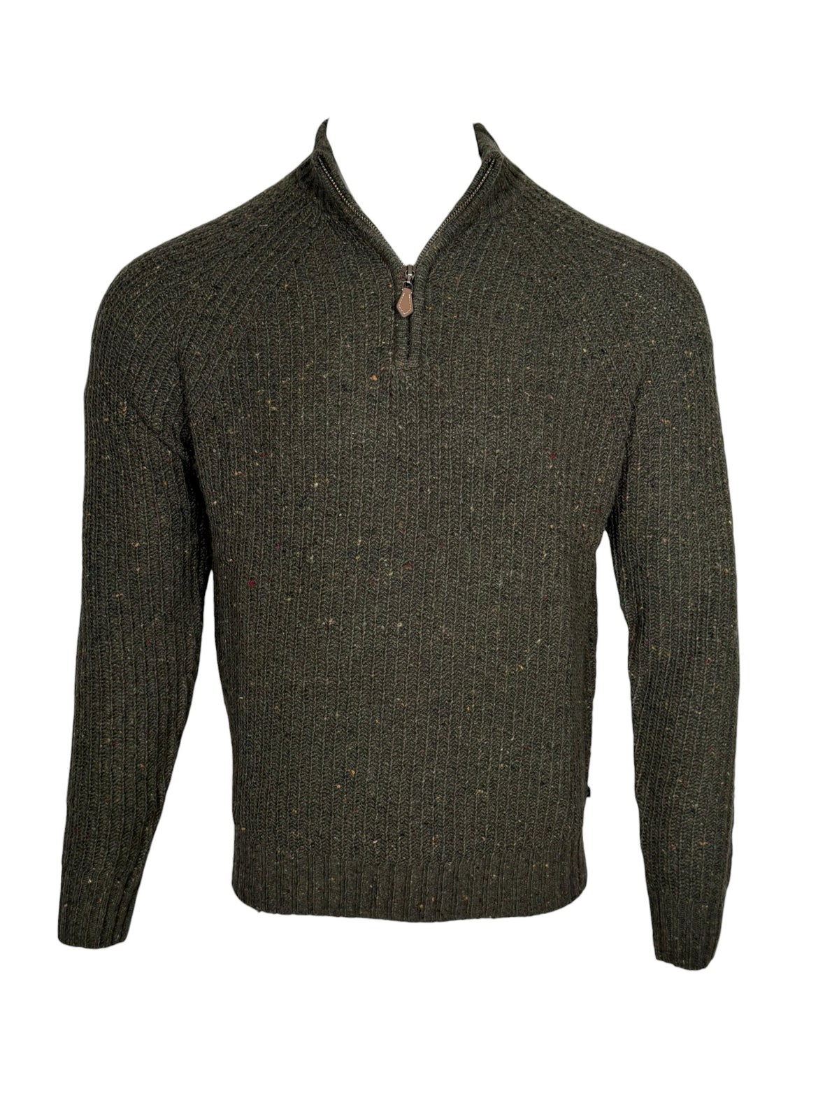 ALAN PAINE DALIGAN DONEGAL 1/4 ZIP SWEATER - MOORLAND
