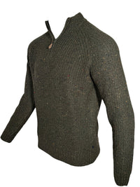 ALAN PAINE DALIGAN DONEGAL 1/4 ZIP SWEATER - MOORLAND