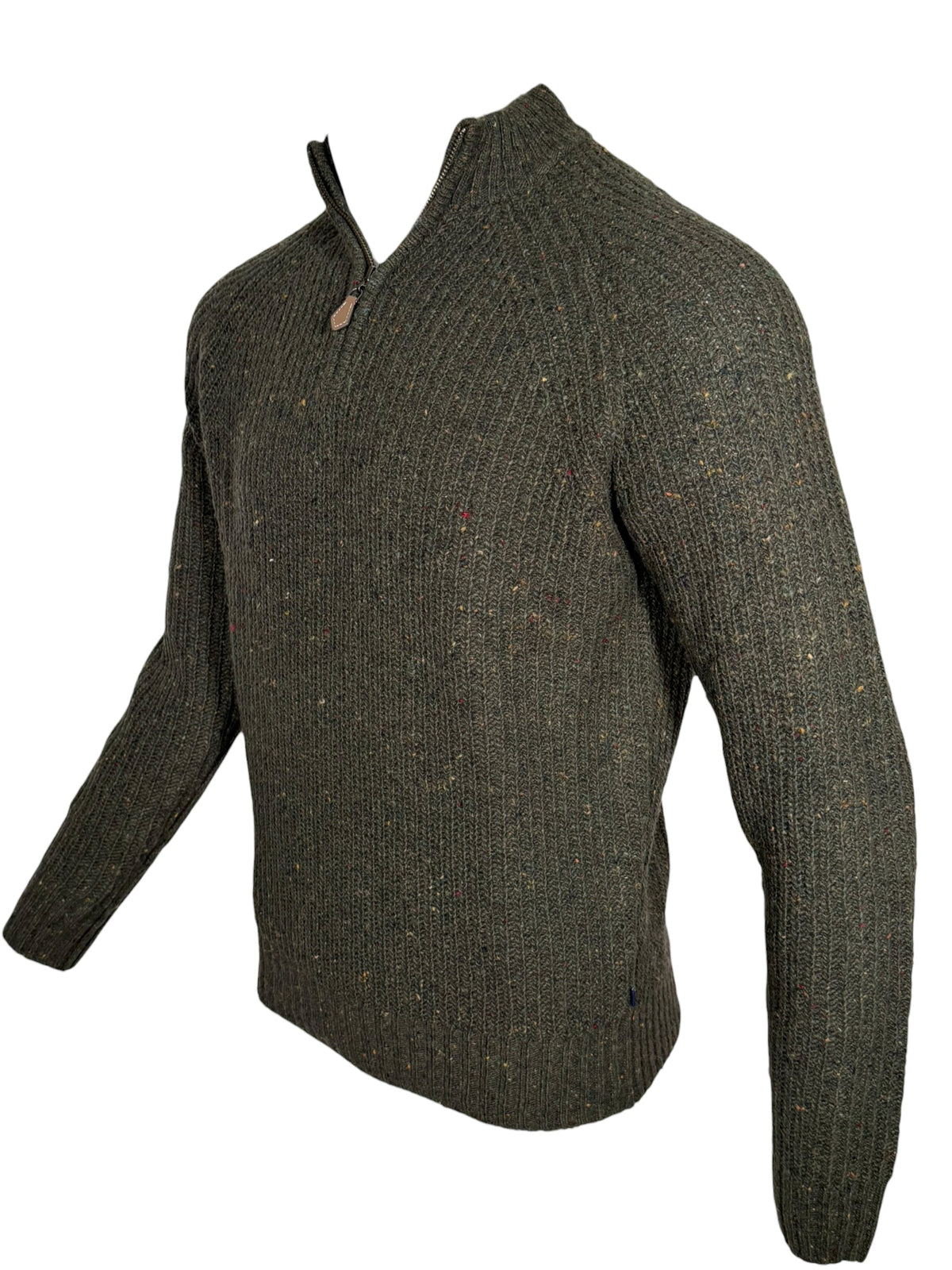 ALAN PAINE DALIGAN DONEGAL 1/4 ZIP SWEATER - MOORLAND