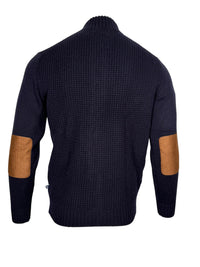 ALAN PAINE DUCHALLY WAFFLE STITCH CARDIGAN - NAVY