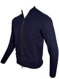 ALAN PAINE HALLINGTON ZIP THROUGH SWEATER - DARK NAVY