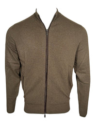 ALAN PAINE HALLINGTON ZIP THROUGH SWEATER - BAYLEAF