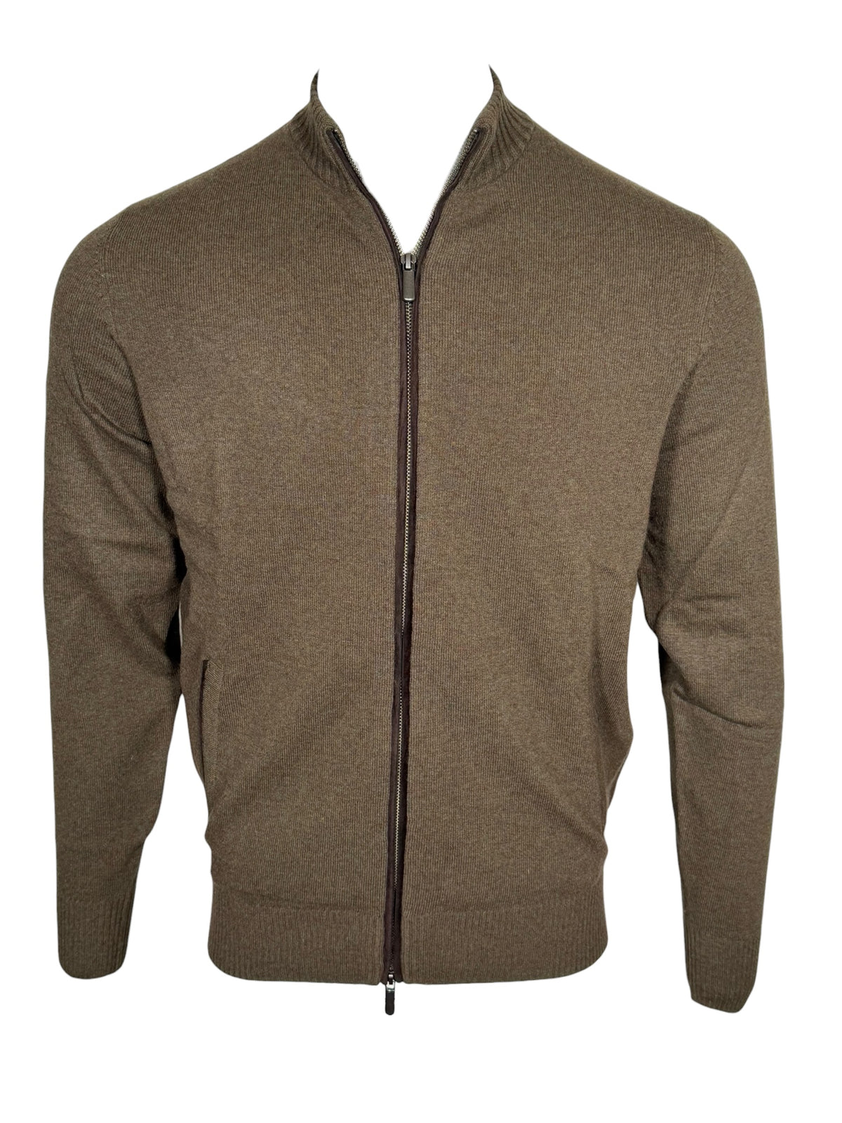 ALAN PAINE HALLINGTON ZIP THROUGH SWEATER - BAYLEAF