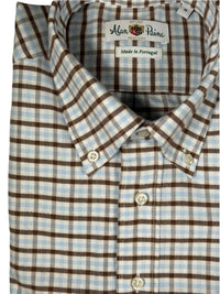 ALAN PAINE MIRFIELD SPORT SHIRT -  LIGHT BLUE/BROWN CHECK