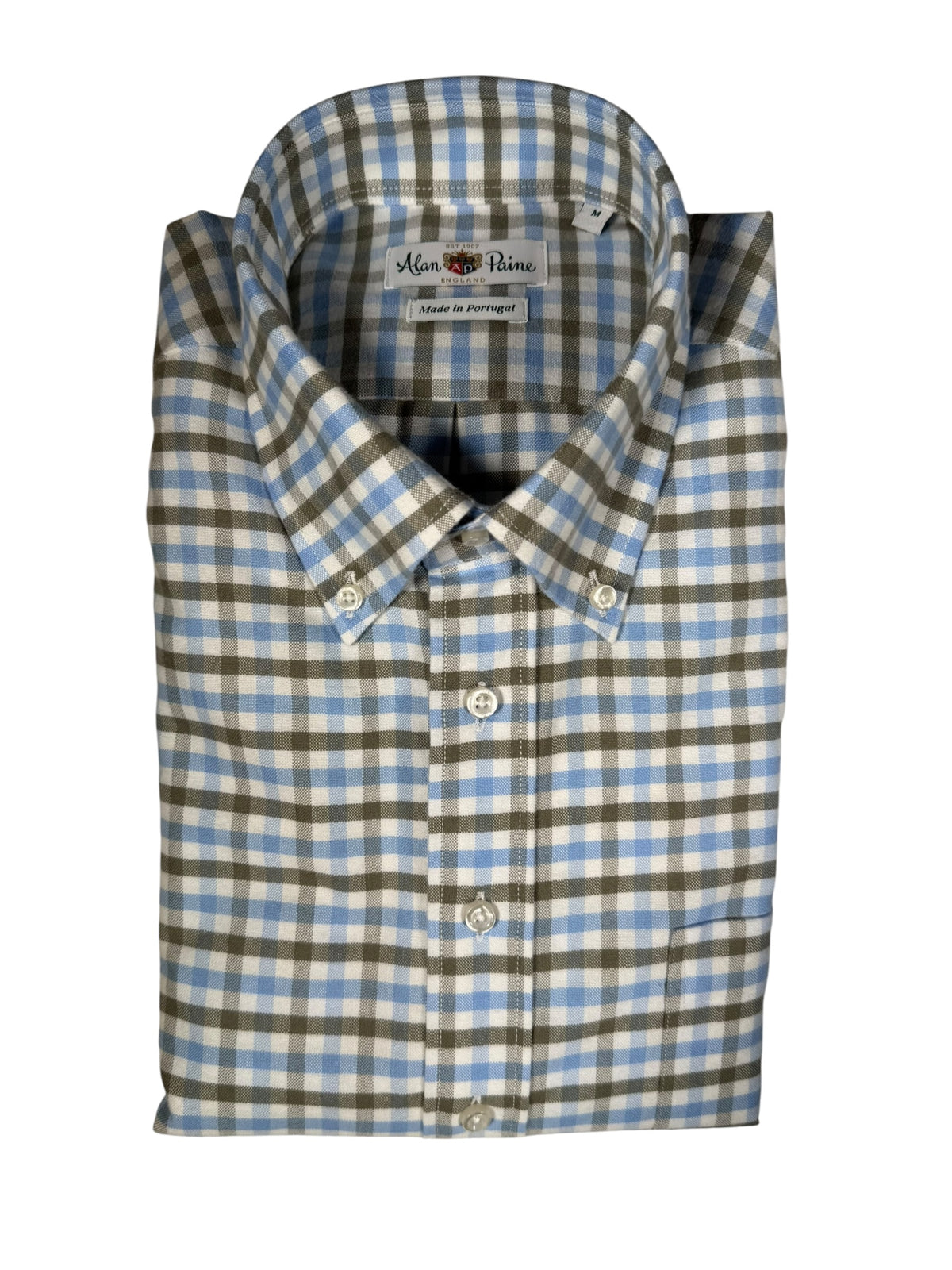 ALAN PAINE MIRFIELD SPORT SHIRT -  LIGHT BLUE/TAUPE CHECK