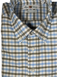 ALAN PAINE MIRFIELD SPORT SHIRT -  LIGHT BLUE/TAUPE CHECK