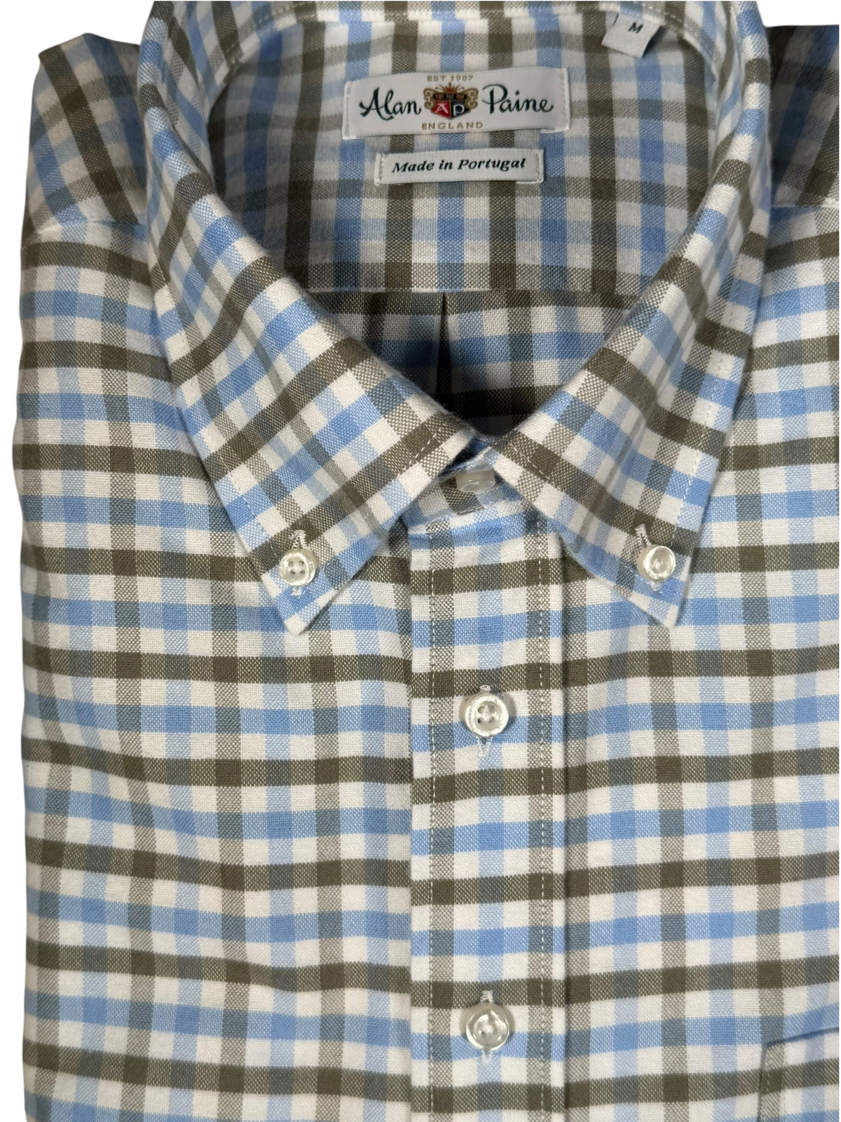 ALAN PAINE MIRFIELD SPORT SHIRT -  LIGHT BLUE/TAUPE CHECK