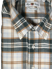 ALAN PAINE MIRFIELD SPORT SHIRT -  TEAL/BEIGE/LIGHT BLUE PLAID
