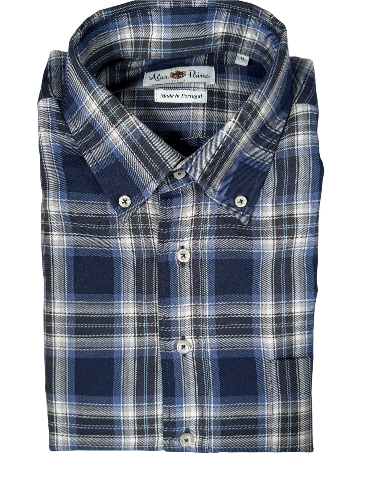 ALAN PAINE MIRFIELD SPORT SHIRT -  NAVY/GREY PLAID
