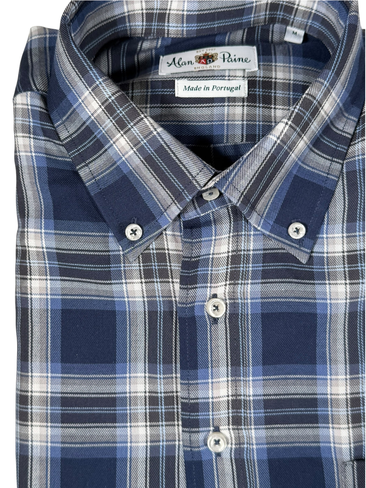 ALAN PAINE MIRFIELD SPORT SHIRT -  NAVY/GREY PLAID
