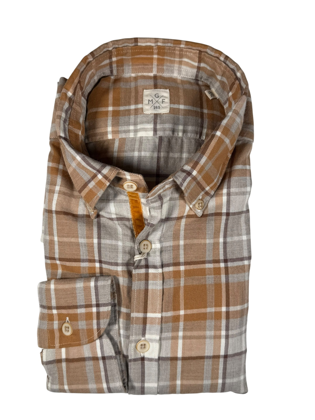 GMF 965 MEN'S SPORT SHIRT - ORANGE PLAID