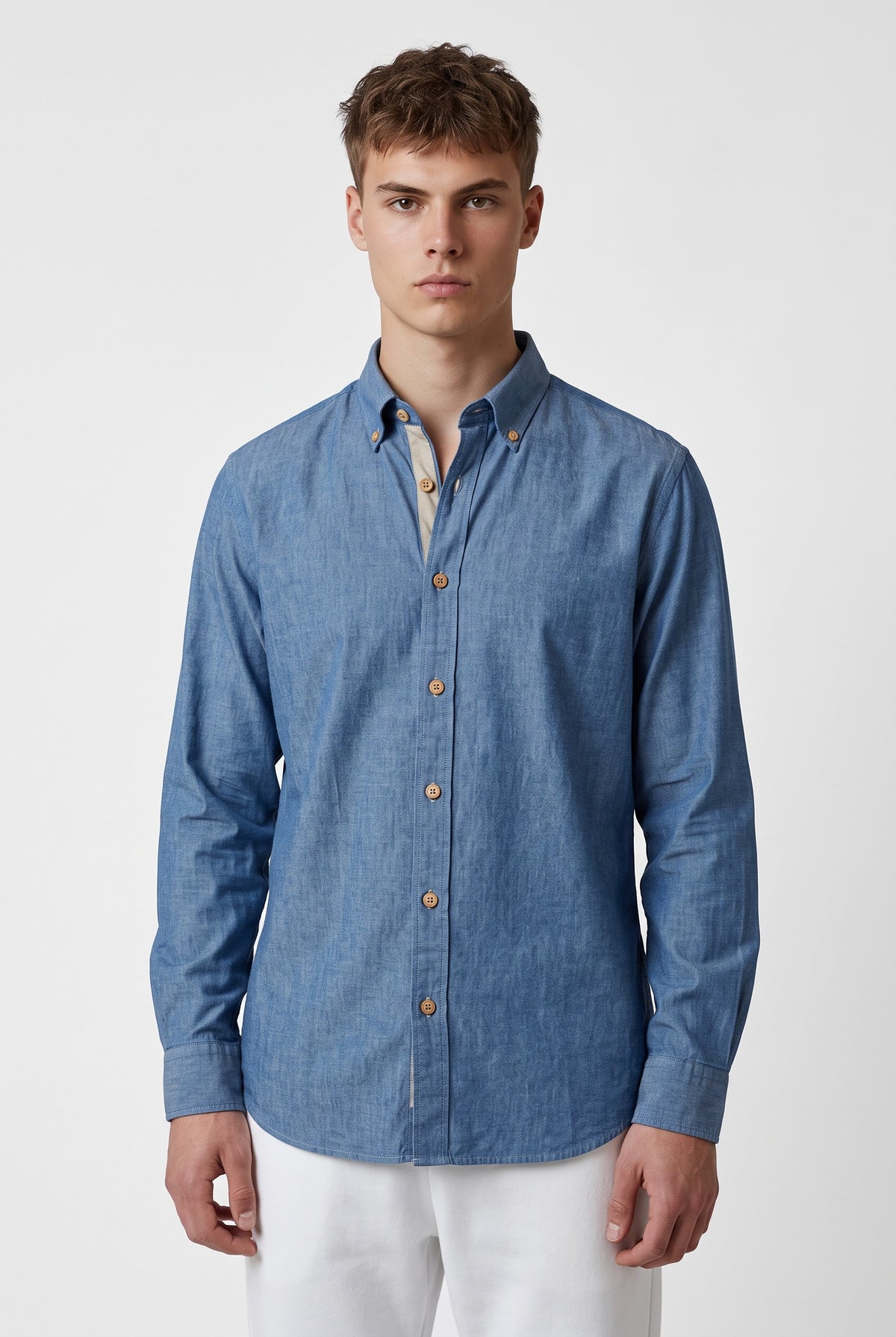 GMF 965 MEN'S SPORT SHIRT - MID-BLUE DENIM