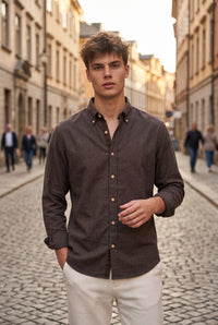 GMF 965 MEN'S SPORT SHIRT - CHOCOLATE