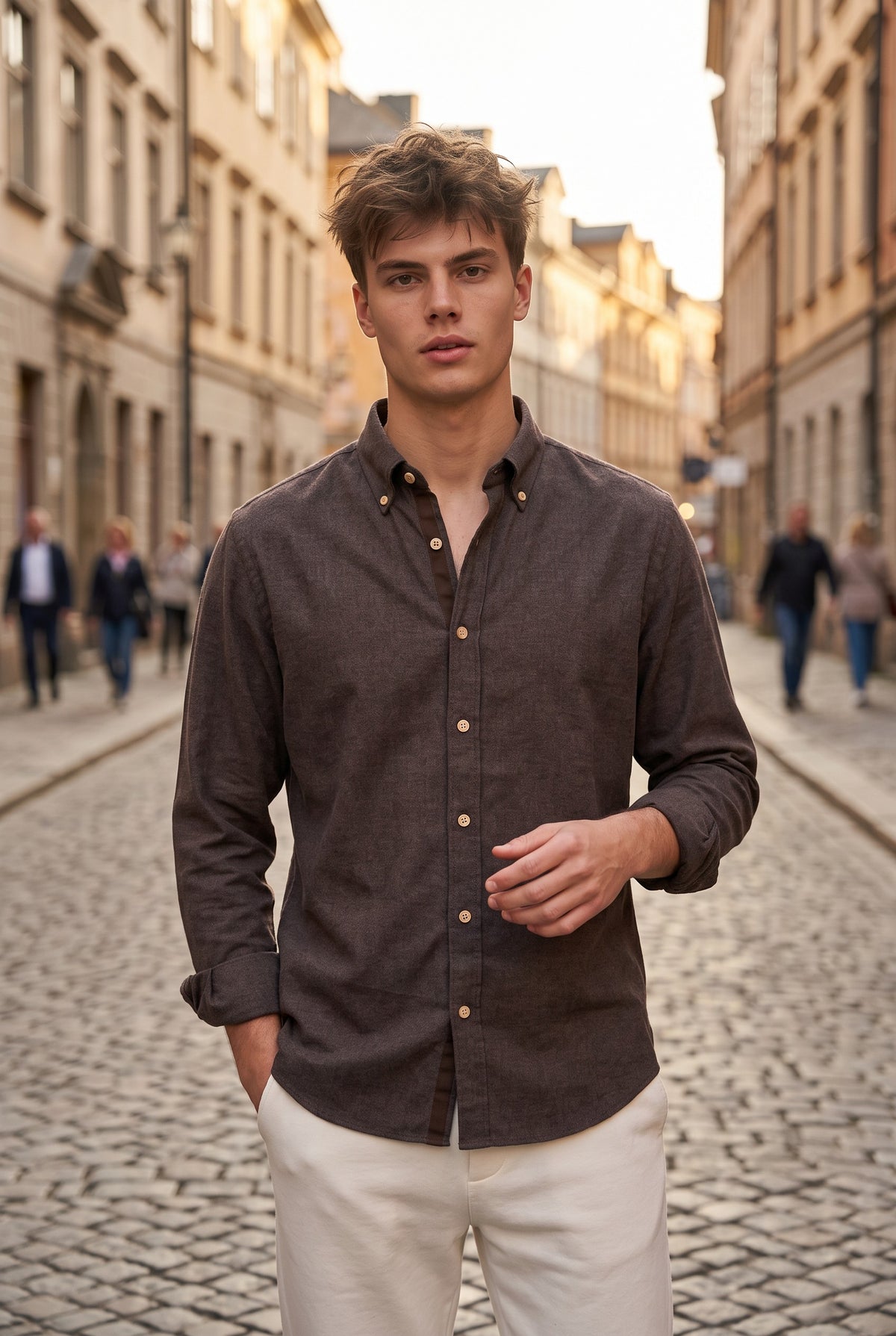 GMF 965 MEN'S SPORT SHIRT - CHOCOLATE