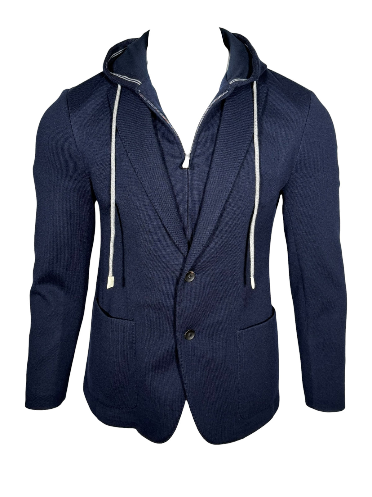 FRADI JERSEY HOODED JACKET - BLUE NAVY