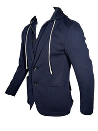 FRADI JERSEY HOODED JACKET - BLUE NAVY