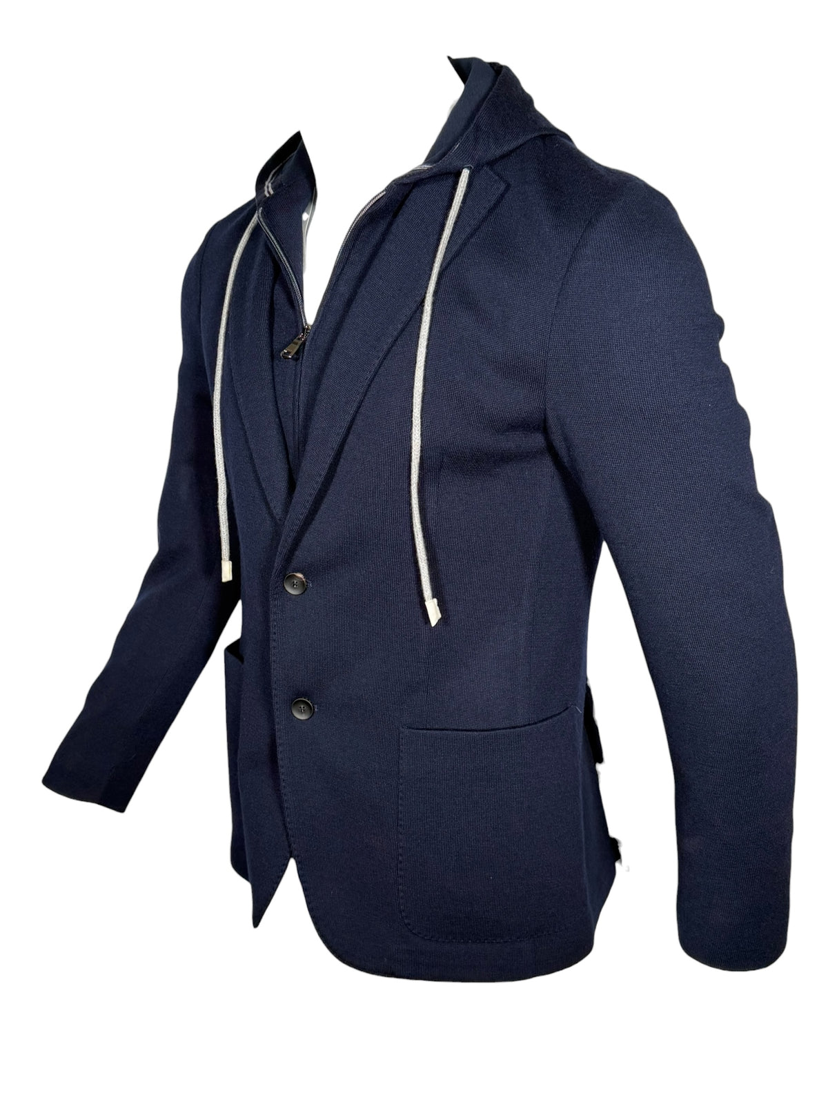 FRADI JERSEY HOODED JACKET - BLUE NAVY
