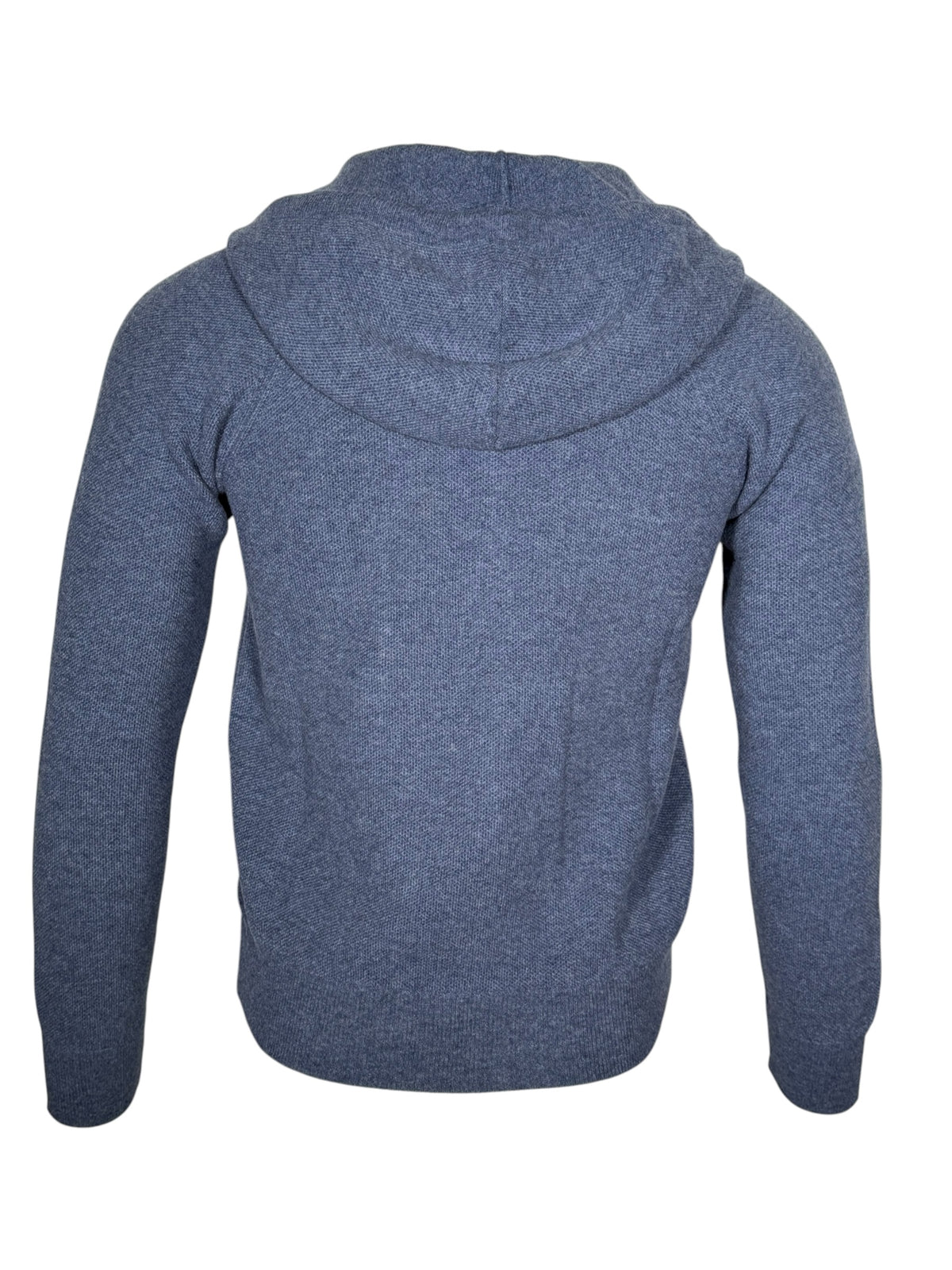 BUTTON DOWN WOOL/CASHMERE FULL ZIP HOODED SWEATER - NAVY