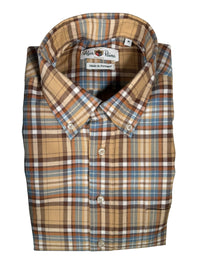 ALAN PAINE MIRFIELD SPORT SHIRT -  CAMEL/LIGHT BLUE PLAID