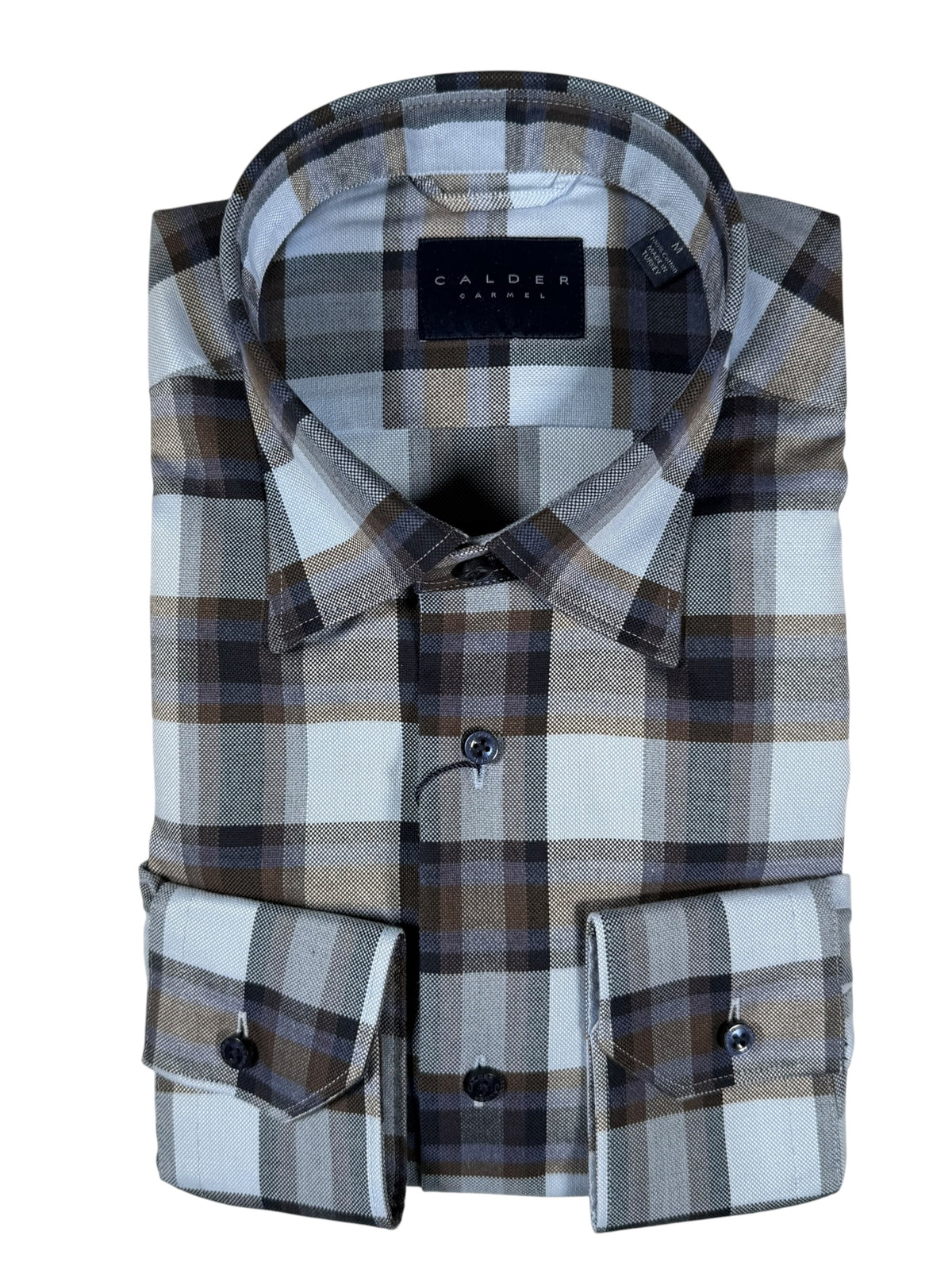 CALDER CARMEL MEN'S SHIRT - LUXE 80'S 2PLY MELANGE BRUSHED OXFORD - DENIM