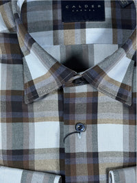 CALDER CARMEL MEN'S SHIRT - LUXE 80'S 2PLY MELANGE BRUSHED OXFORD - DENIM