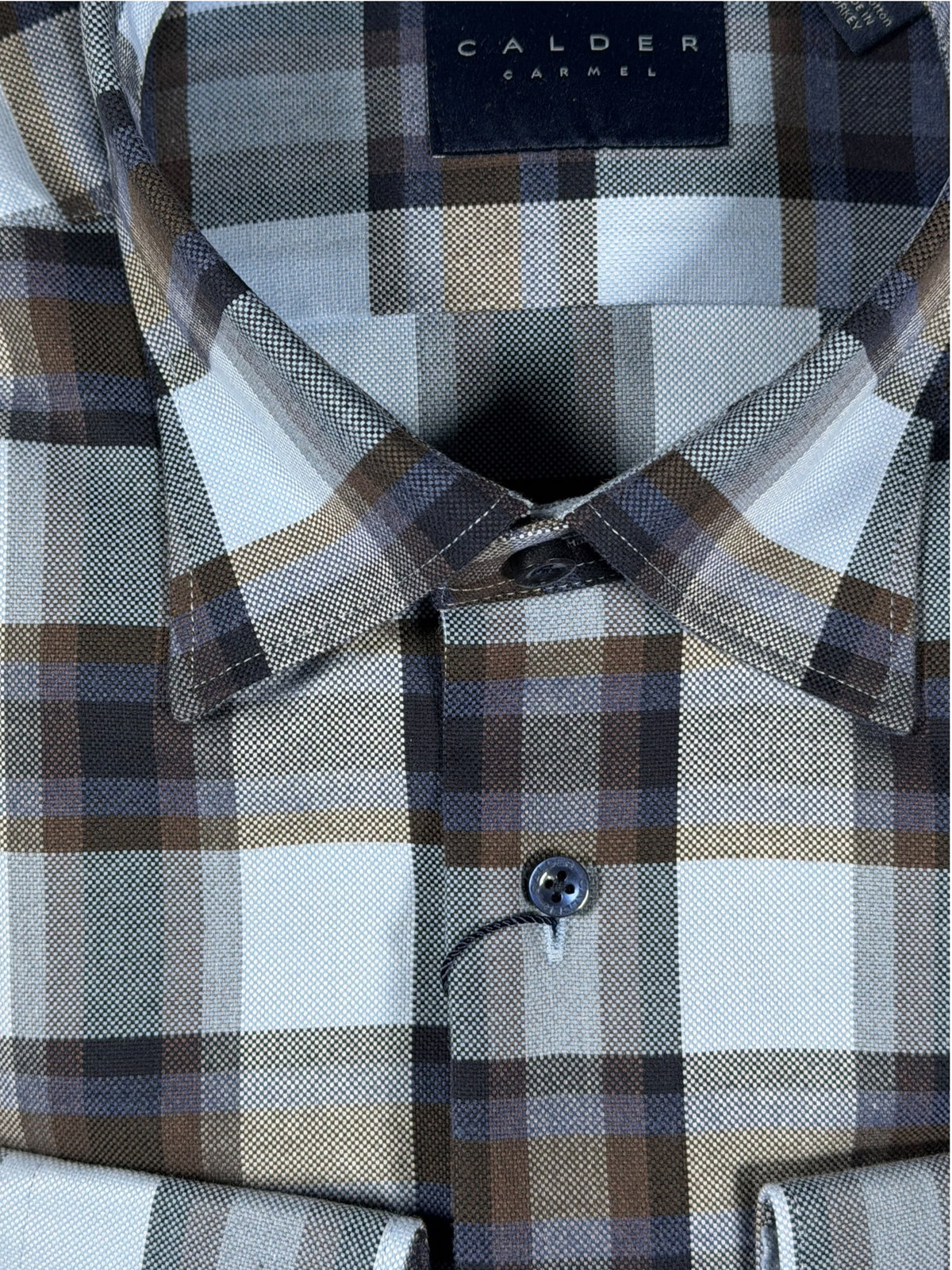 CALDER CARMEL MEN'S SHIRT - LUXE 80'S 2PLY MELANGE BRUSHED OXFORD - DENIM