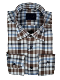 CALDER CARMEL MEN'S SHIRT - LUXURY 80'S 2PLY TWILL EXPLODED PLAID - CADET