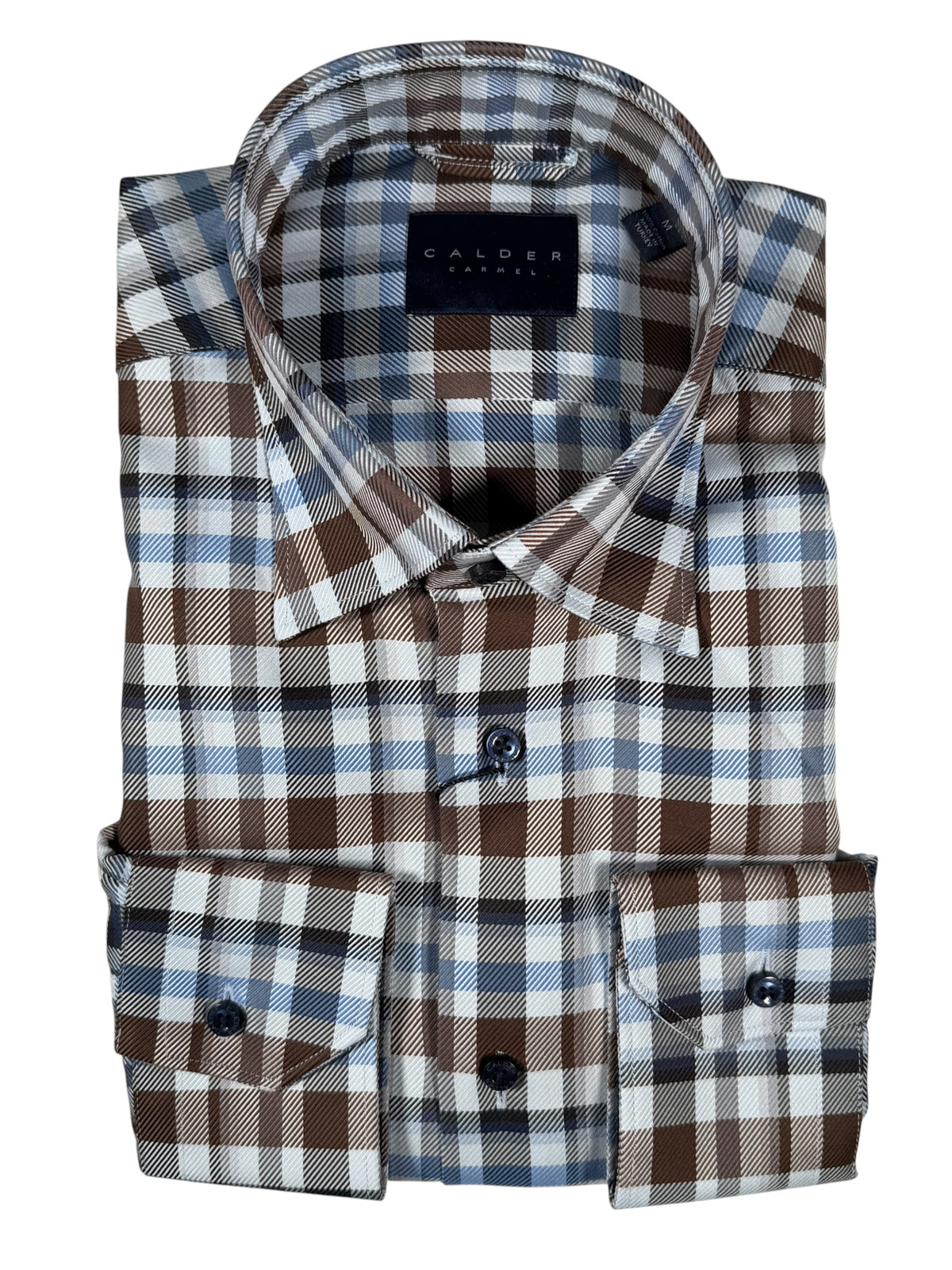 CALDER CARMEL MEN'S SHIRT - LUXURY 80'S 2PLY TWILL EXPLODED PLAID - CADET