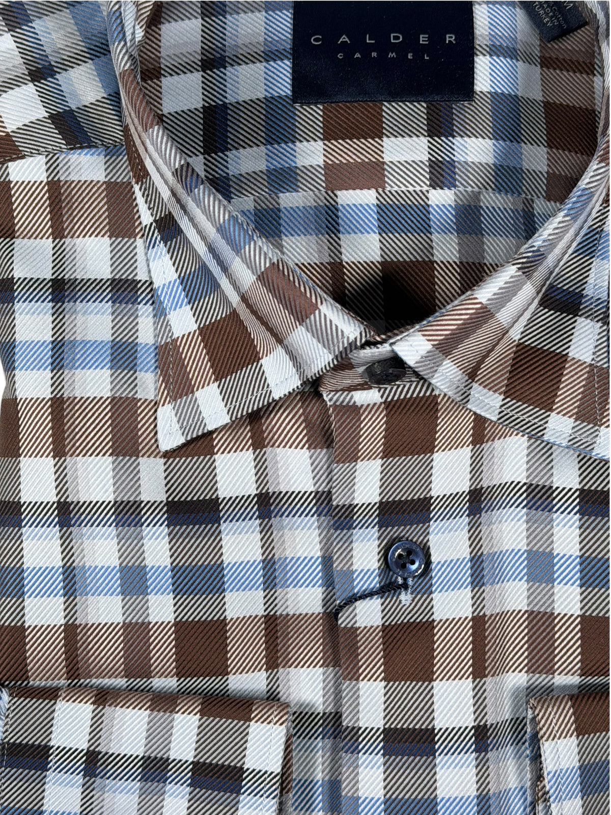 CALDER CARMEL MEN'S SHIRT - LUXURY 80'S 2PLY TWILL EXPLODED PLAID - CADET
