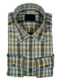 CALDER CARMEL MEN'S SHIRT - LUXURY 80'S 2PLY TWILL EXPLODED PLAID - OLIVE