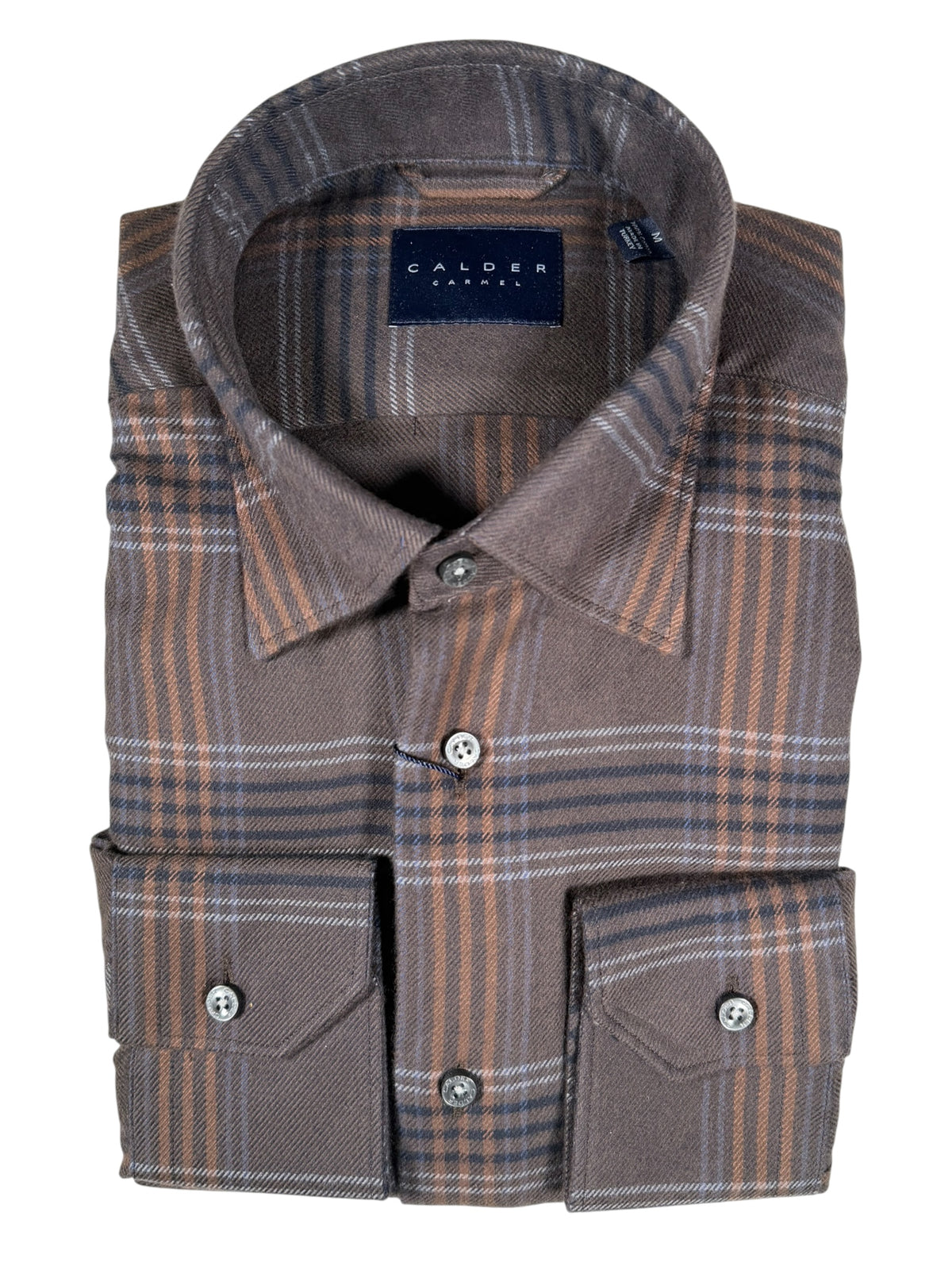 CALDER CARMEL MEN'S SHIRT - LUXURY 80'S 2PLY BRUSHED TWILL - ESPRESSO