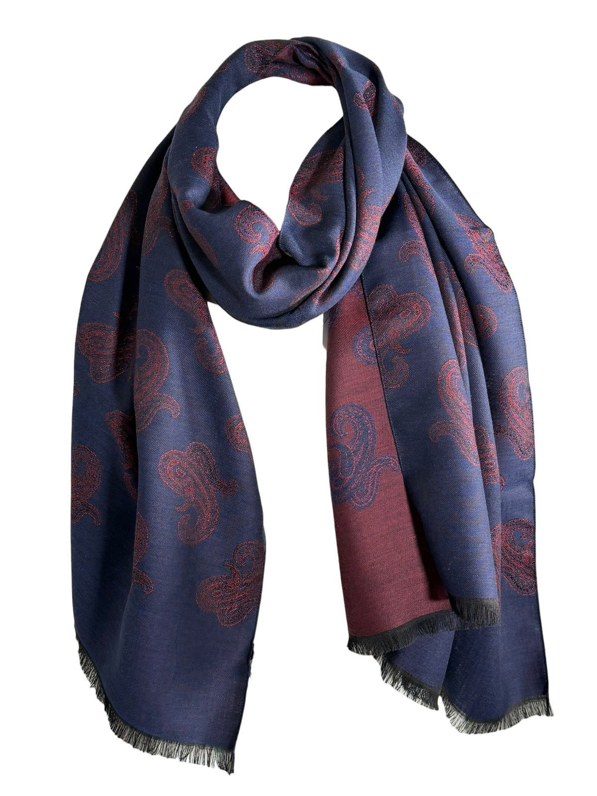 BIGI PAISLEY SCARF - NAVY & RED