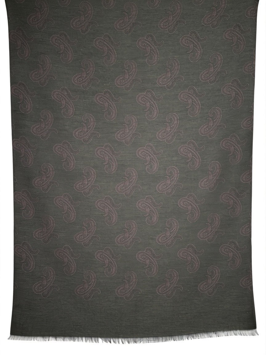 BIGI PAISLEY SCARF - OLIVE & TAN