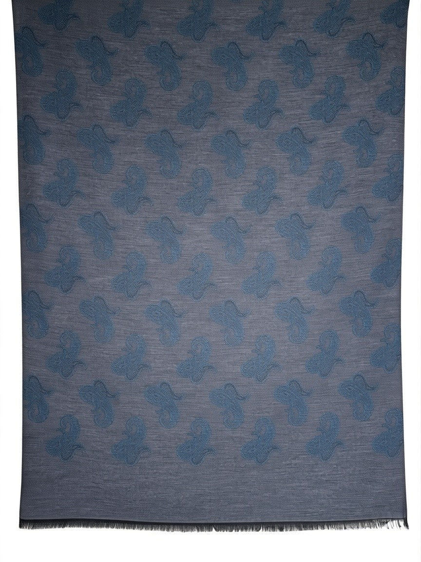 BIGI PAISLEY SCARF - GREY & BLUE