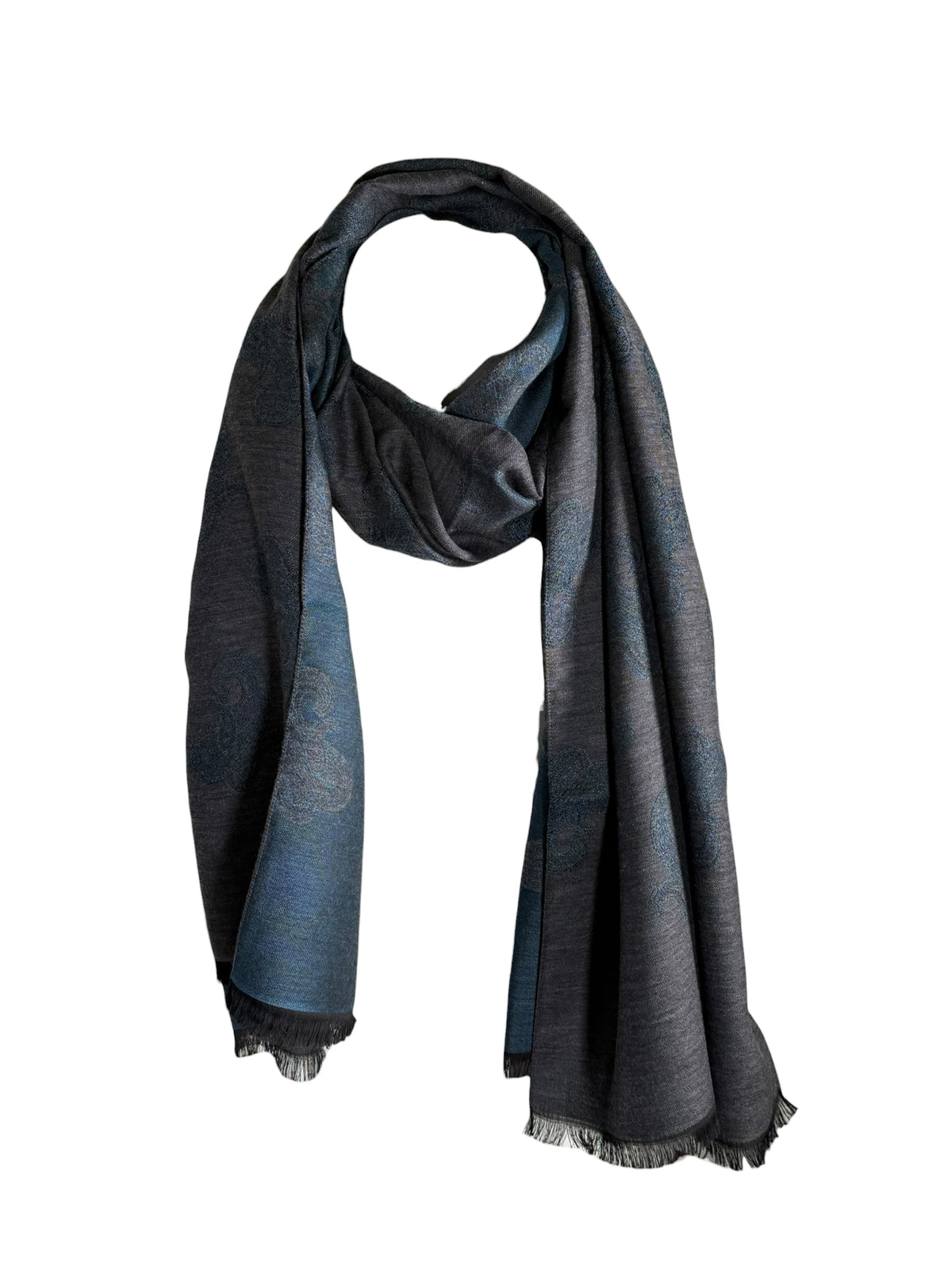 BIGI PAISLEY SCARF - GREY & BLUE