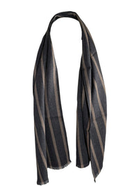 BIGI TAN STRIPE SCARF - CHARCOAL