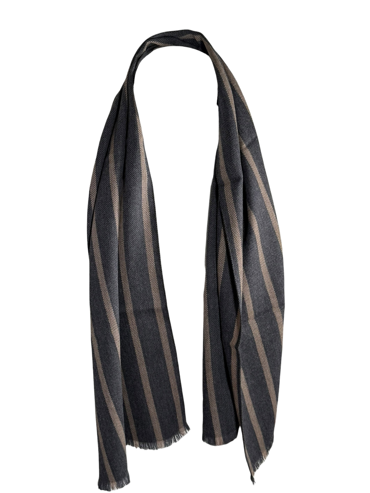 BIGI TAN STRIPE SCARF - CHARCOAL