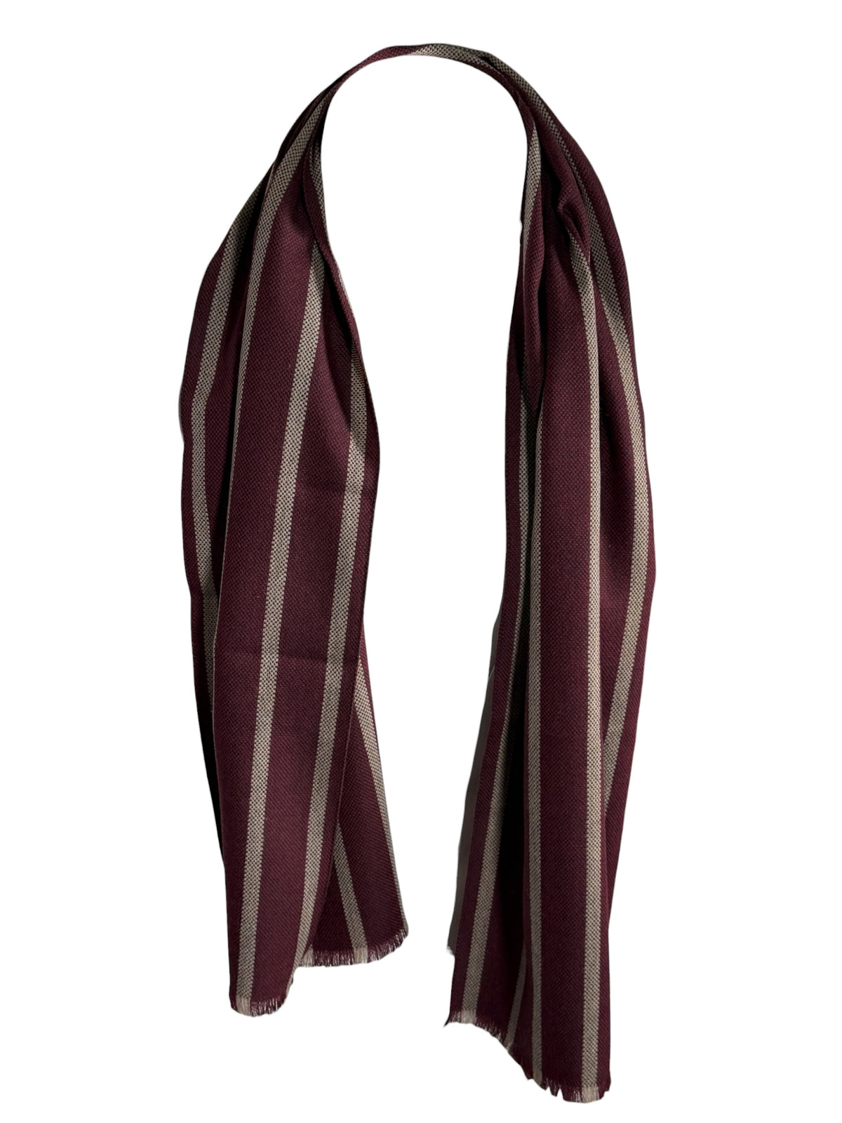 BIGI TAN STRIPE SCARF - BURGUNDY