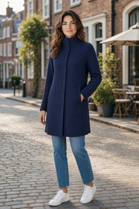 ANNECLAIRE KNIT DOUBLE COAT - NAVY