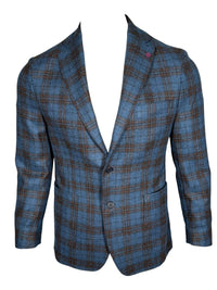 SARTORIA PARTENOPEA SPORT COAT - NAVY WITH OLIVE CHECK