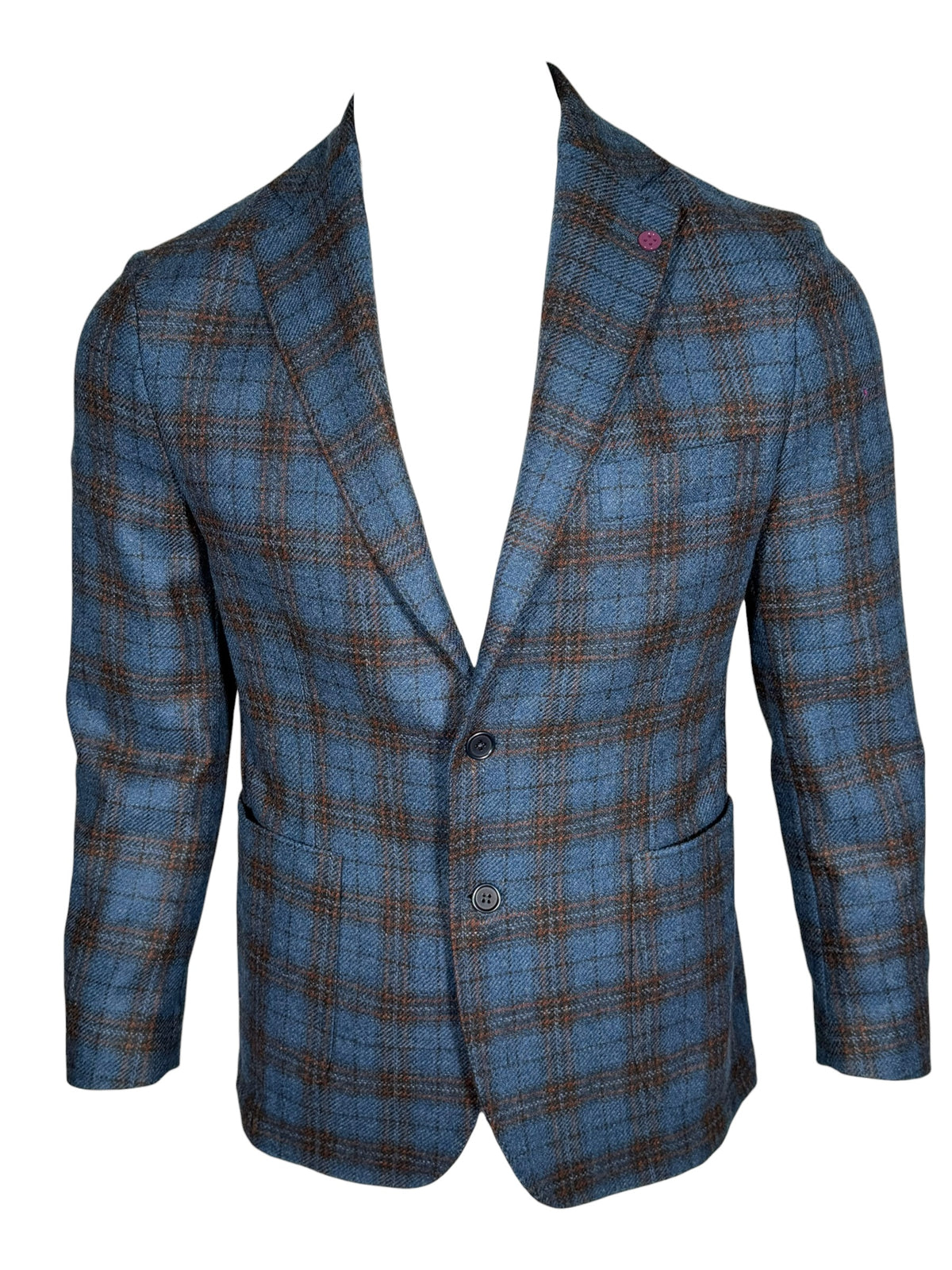 SARTORIA PARTENOPEA SPORT COAT - NAVY WITH OLIVE CHECK