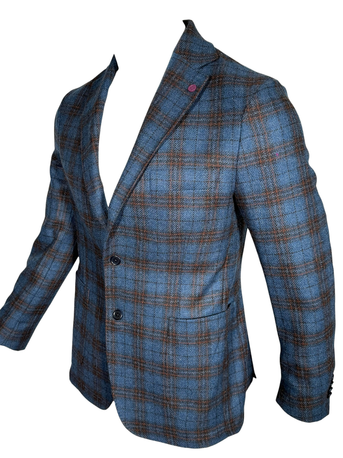 SARTORIA PARTENOPEA SPORT COAT - NAVY WITH OLIVE CHECK